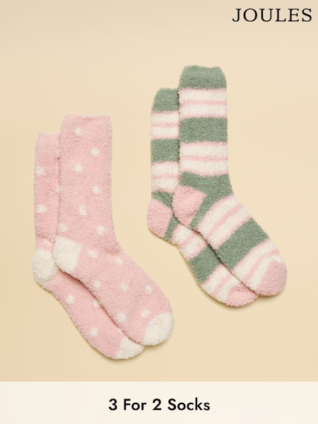 Joules Fluffy Green Fluffy Socks 2 Pack (size 4-8) (AT6939) | £12.95