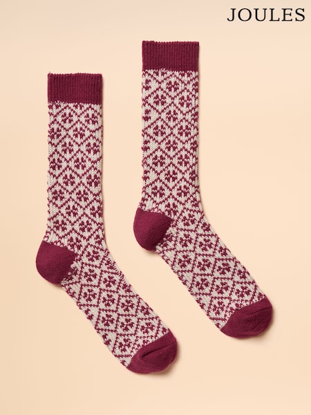 Joules Cosy Berry Red Socks (AT6947) | £9.95