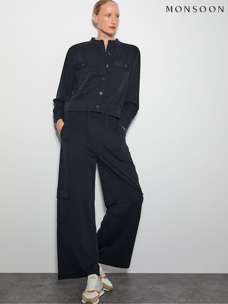 Monsoon Grey Una Wide Leg Utility Trousers (AT6973) | £65