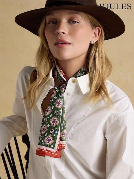 Joules Highgrove Green Silk Printed Skinny Scarf (AT7047) | £20