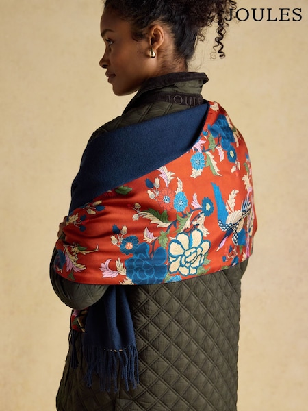 Joules Templeton Red Silk and Wool Double Sided Scarf (AT7054) | £50