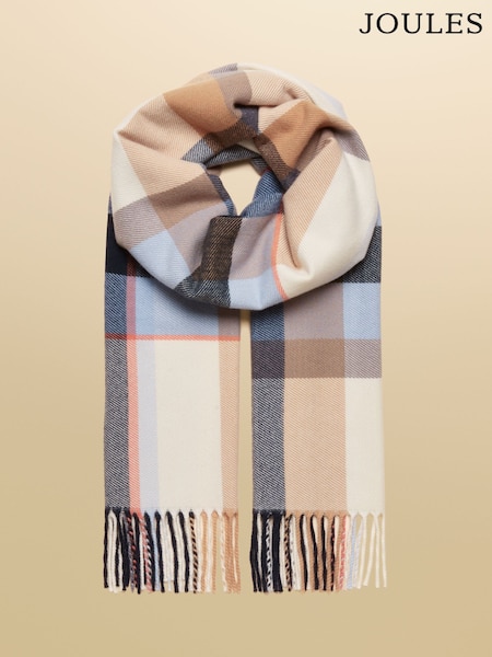 Joules Langtree Cream/Blue Large Unisex Scarf (AT7058) | £16.95