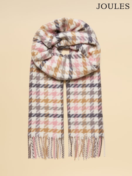 Joules Langtree Pink/Oatmeal Large Unisex Scarf (AT7062) | £16.95