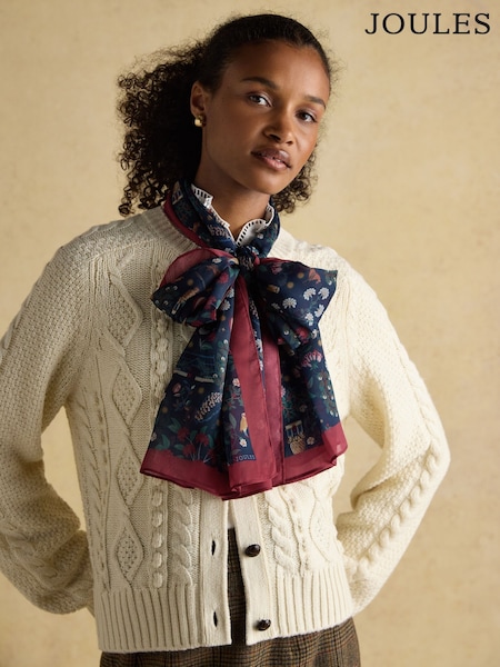 Joules Abberton Navy Lightweight Printed Scarf (AT7077) | £16