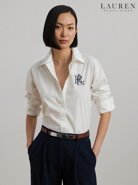 Lauren Ralph Lauren Kotta Large Logo Button Relaxed Fit Shirt (AT7095) | £159