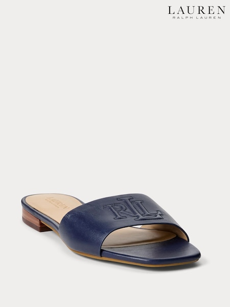 Lauren Ralph Lauren Everley Logo Nappa Leather Slide Sandals (AT7099) | £129