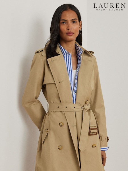 Lauren Ralph Lauren Curve Double-Breasted Cotton-Blend Trench Coat (AT7125) | £319