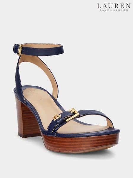 Lauren Ralph Lauren Blue Melissah Platform Leather Sandals (AT7126) | £159