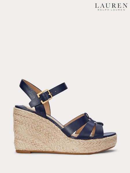 Lauren Ralph Lauren Soffia Nappa Leather Wedge Espadrille Sandals (AT7128) | £159