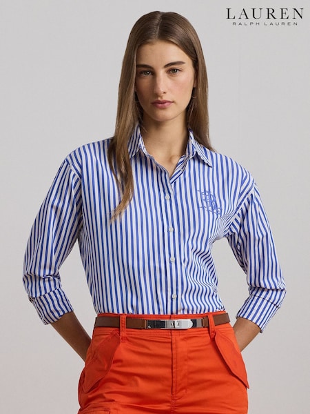 Lauren Ralph Lauren Kotta Stripe Embroidered Logo Shirt (AT7222) | £179