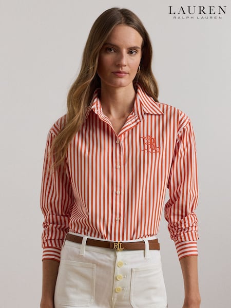 Lauren Ralph Lauren Kotta Stripe Embroidered Logo Shirt (AT7228) | £179