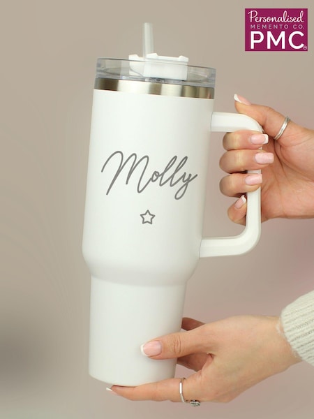 PMC Personalised Star 40oz White Travel Cup (AT7331) | £20