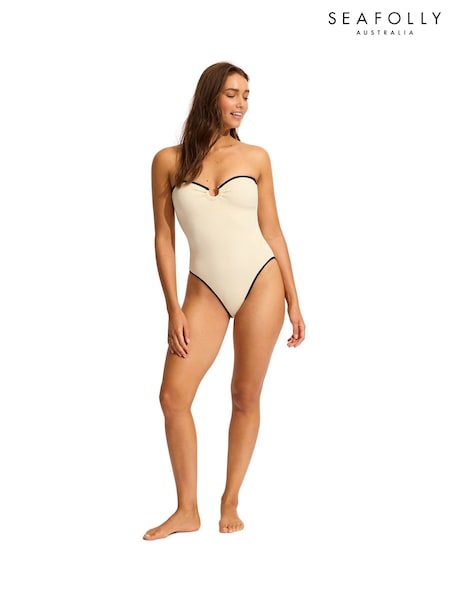 Seafolly Cream Ring Front Bandeau One Piece Swimsuit (AT7338) | £120