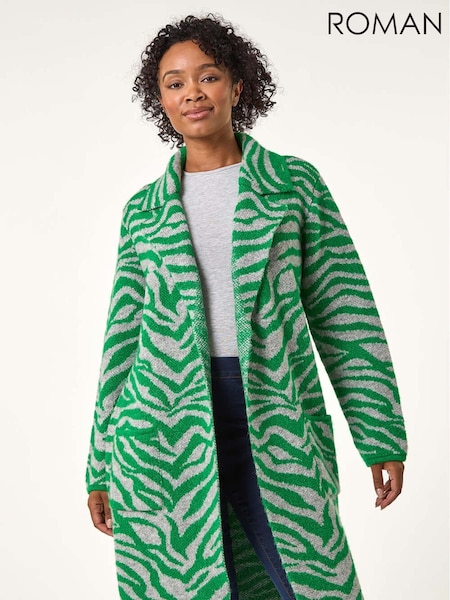 Roman Green Petite Animal Print Knit Coatigan (AT7413) | £50
