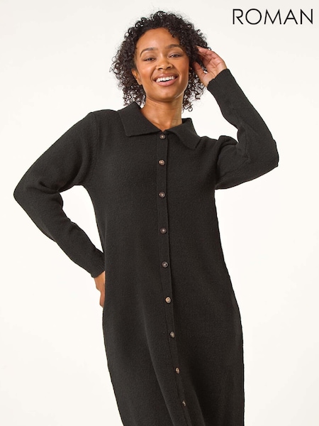Roman Black Petite Collared Knit Shift Dress (AT7427) | £42