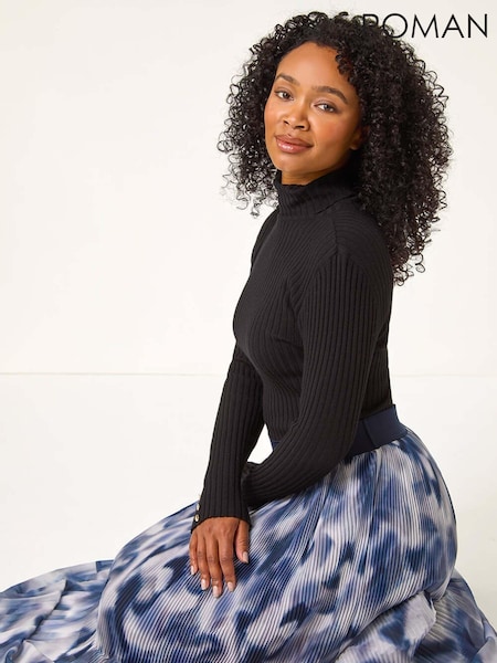 Roman Grey Petite Abstract Crystal Pleated Skirt (AT7436) | £40