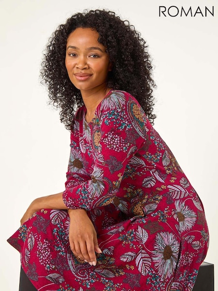 Roman Red Petite Floral A-Line Dress (AT7443) | £42