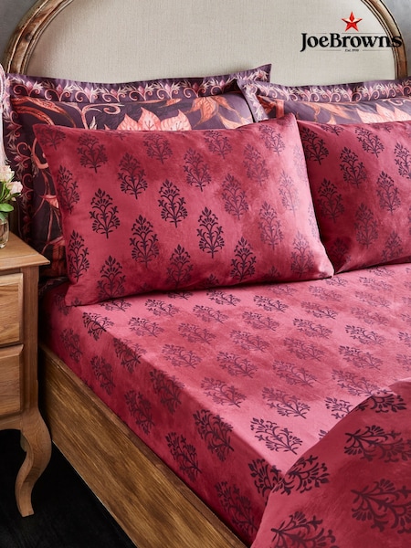 Joe Browns Purple Hand-Painted Boho Floral 200TC Cotton Sateen Fitted Sheet (AT7488) | £23 - £35