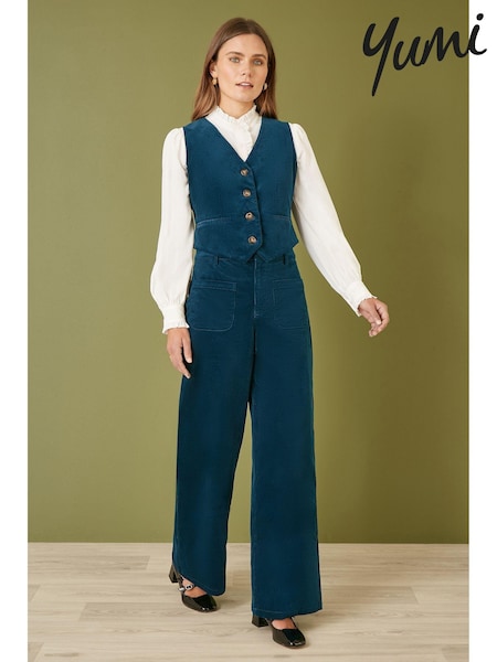 Yumi Blue Corduroy Trousers With Patch Pockets (AT7583) | £60