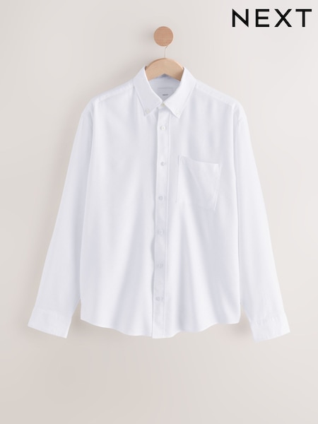 White Lightweight Long Sleeve Oxford Shirt (AT7594) | £26