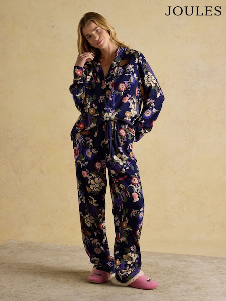 Joules Alma Navy Hidcote Floral Woven Pyjama Set (AT7646) | £54