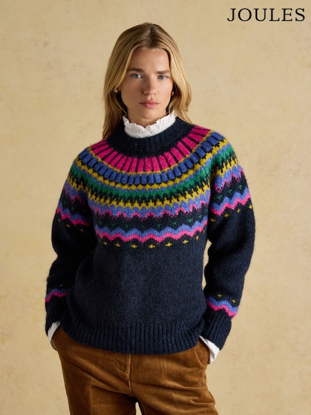 Joules Charlie Navy Fairisle Knitted Jumper (AT7822) | £69