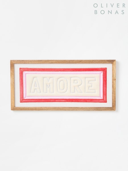 Oliver Bonas Pink Amore Fabric Framed Wall Art (AT7872) | £70