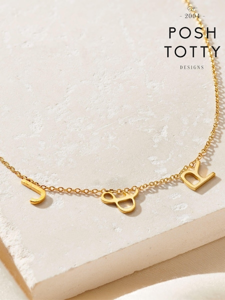 Posh Totty Designs Gold Tone Initial Station Necklace (AT7884) | £65