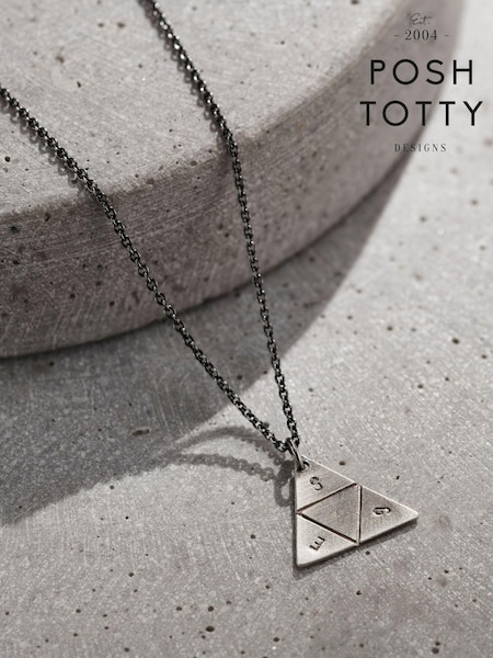 Posh Totty Designs Mens Silver Tone Personalised Prism Necklace (AT7888) | £43