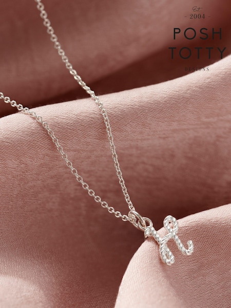 Posh Totty Designs Silver Tone Rope Initial Necklace (AT7891) | £33