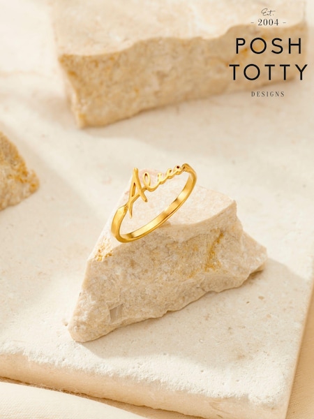 Posh Totty Designs Gold Tone Script Name Ring (AT7908) | £65