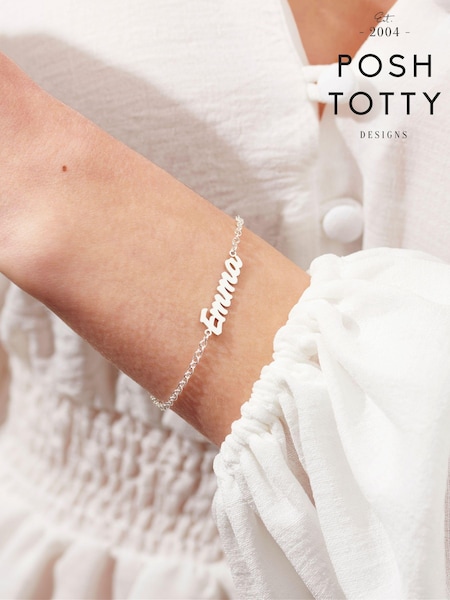 Posh Totty Designs Silver Tone Mini Name Bracelet (AT7913) | £49