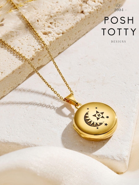 Posh Totty Designs Personalised Celestial Locket Necklace (AT7920) | £105