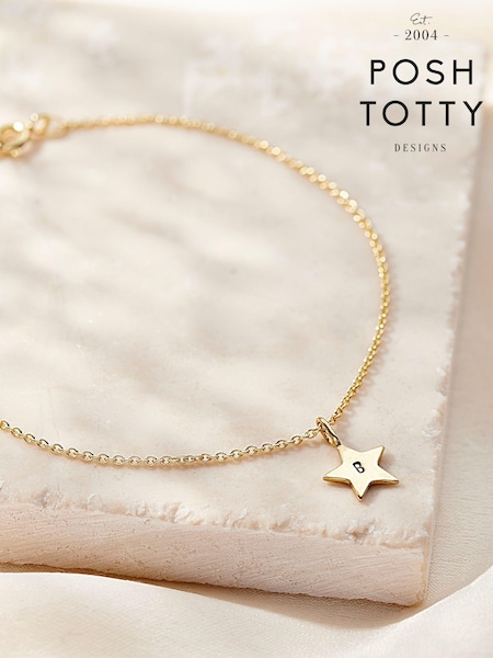 Posh Totty Designs Gold Tone Personalised Bright Star Bracelet (AT7930) | £44