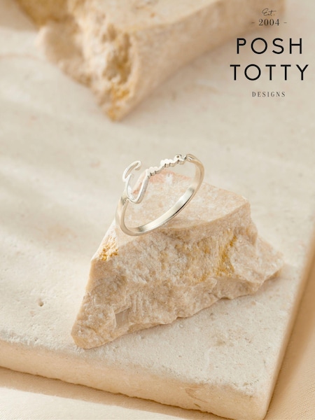Posh Totty Designs Silver Tone Script Name Ring (AT7932) | £55