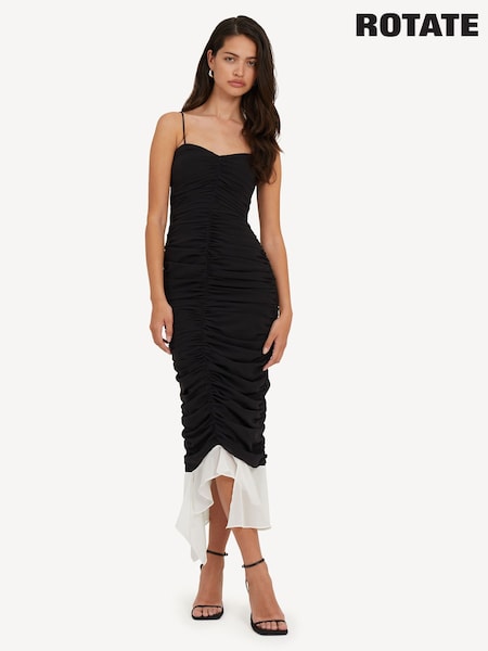 Rotate Black Two Layer Midi Dress (AT8120) | £140