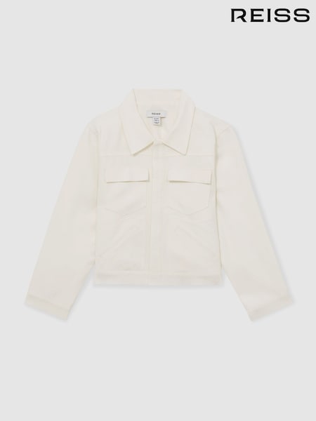 Reiss Ivory Joss 13-14 yrs Button-Through Cropped Shirt Jacket (AT8161) | £90