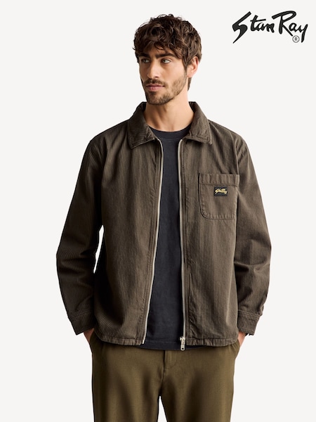 Stan Ray Grey Zip Through Striped Overshirt (AT8279) | £150