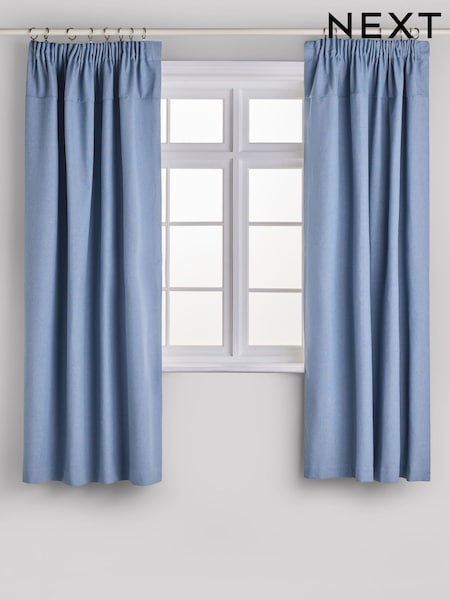 Blue Pencil Pleat Blackout Curtains (AT8941) | £52 - £92