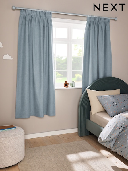 Petrol Pencil Pleat Blackout Curtains (AT8945) | £52 - £92