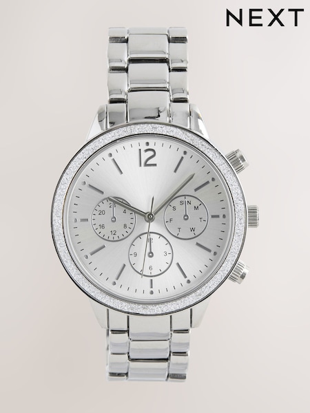 Silver Tone Boyfriend Sparkle Watch (AT9136) | £44