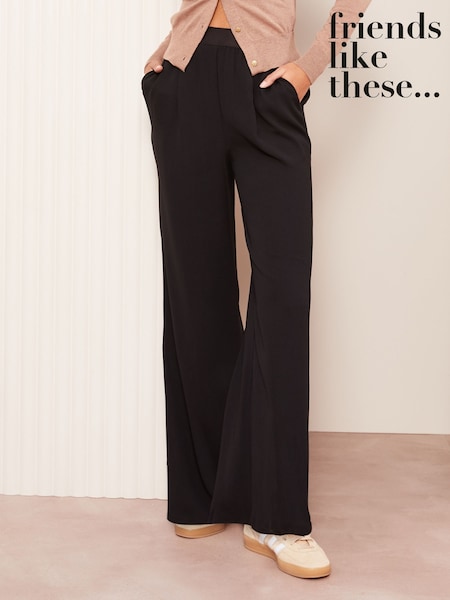 Friends Like These Black Elasticated Waist Wide Leg Trousers (AT9186) | £36