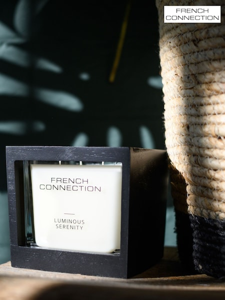 French Connection Black Wooden Surround Luminous Serenity Candle 200G (AT9190) | £20