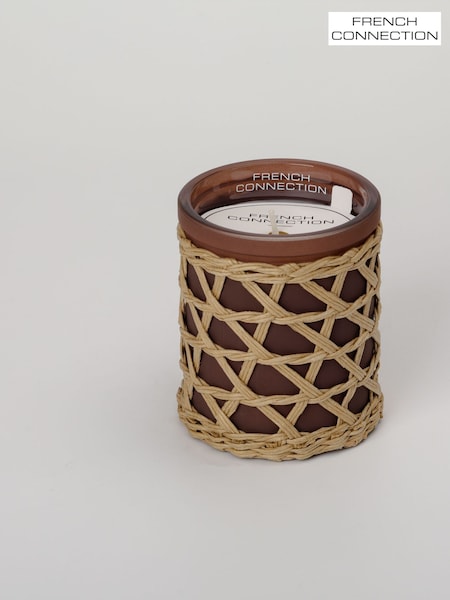 French Connection Woven Detail Brown Black Cherry Cedarwood Candle 200G (AT9195) | £20