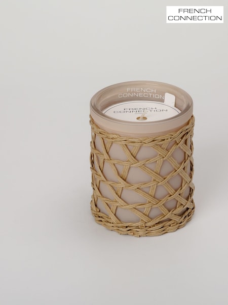 French Connection Stone Woven Detail Stone Bergamot Jasmine Candle 200G (AT9199) | £20