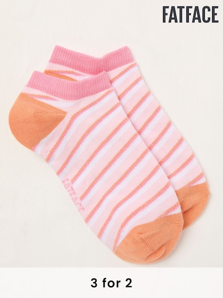 FatFace Pink Stripe Trainer Socks (AT9300) | £6