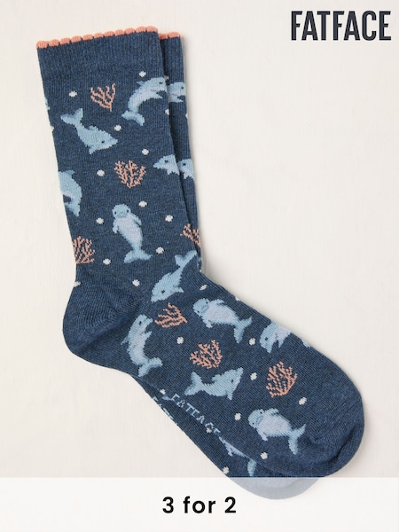 FatFace Blue Dolphin Socks (AT9304) | £7.50