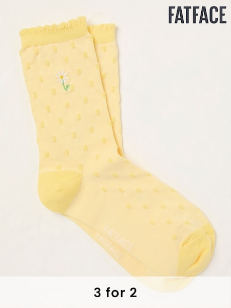 FatFace Yellow Embroidered Socks (AT9305) | £7.50