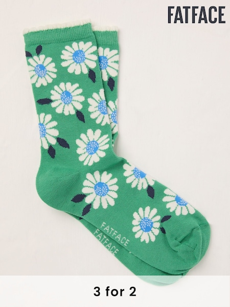 FatFace Green Daisy Socks (AT9307) | £7.50