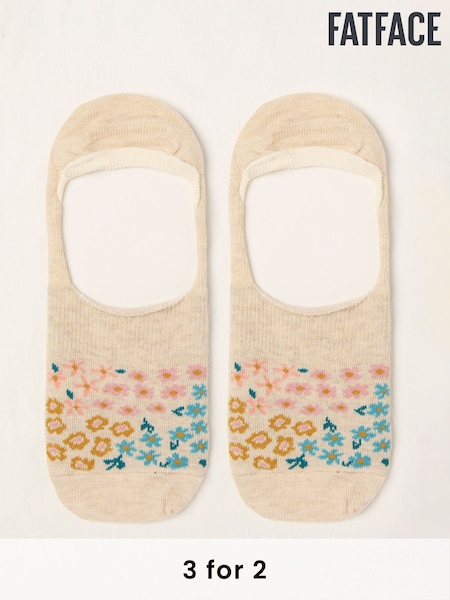 FatFace Oatmeal Floral Footsie Socks (AT9314) | £5